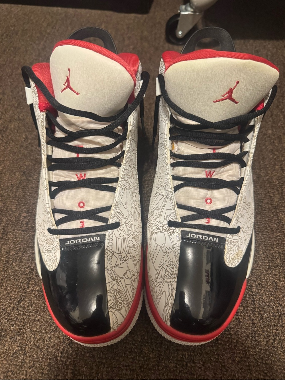 Jordan Dub 0s Red Black & White Size 11.5